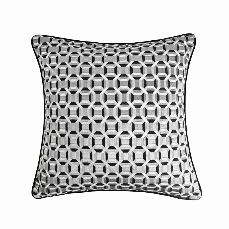 Geometric Black Pillow Case Sofa Chair Cushion Cover Decorative Gift Home 18x18", set of 1 piece