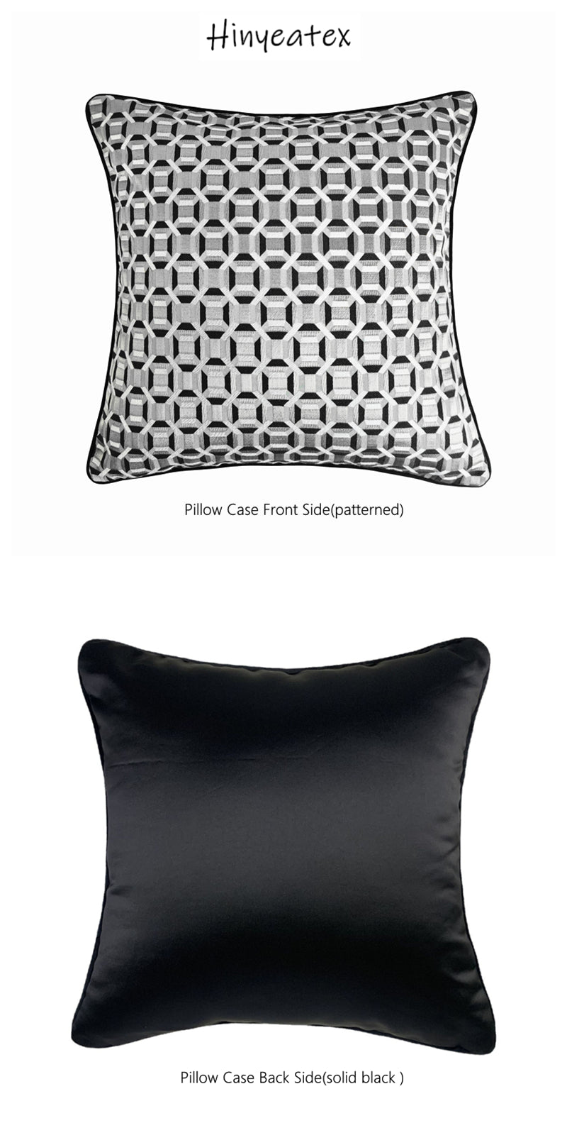 Geometric Black Pillow Case Sofa Chair Cushion Cover Decorative Gift Home 18x18", set of 1 piece