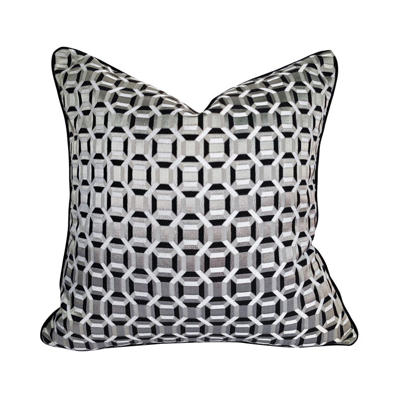 Geometric Black Pillow Case Sofa Chair Cushion Cover Decorative Gift Home 18x18", set of 1 piece