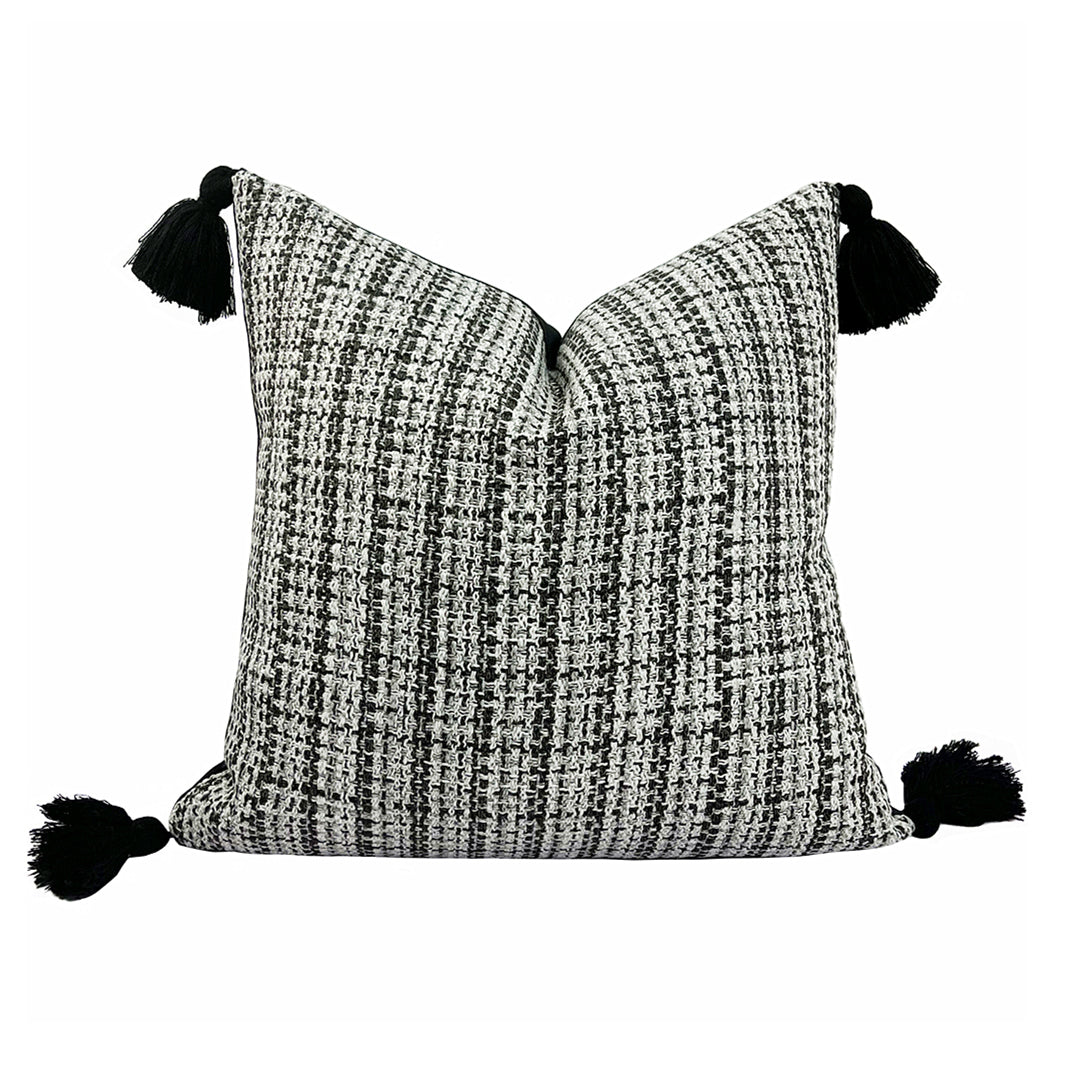 Modern Fashion Pillow Case Black Tassels Decorative Sofa Cushion Cover 18x18inch, set of 1