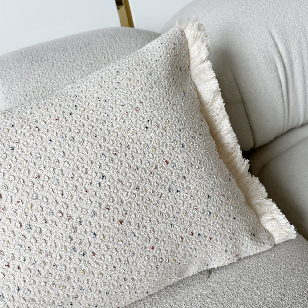 Fashion Ivory Small Dots Waist Pillow Case Woven Jacquard Texture Lumbar 12x20", set of 1 pc