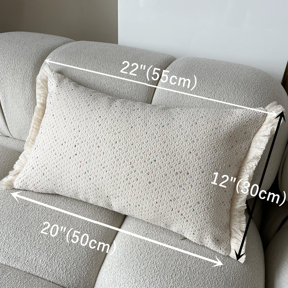 Fashion Ivory Small Dots Waist Pillow Case Woven Jacquard Texture Lumbar 12x20", set of 1 pc