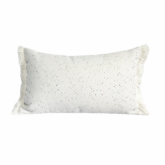 Fashion Ivory Small Dots Waist Pillow Case Woven Jacquard Texture Lumbar 12x20", set of 1 pc