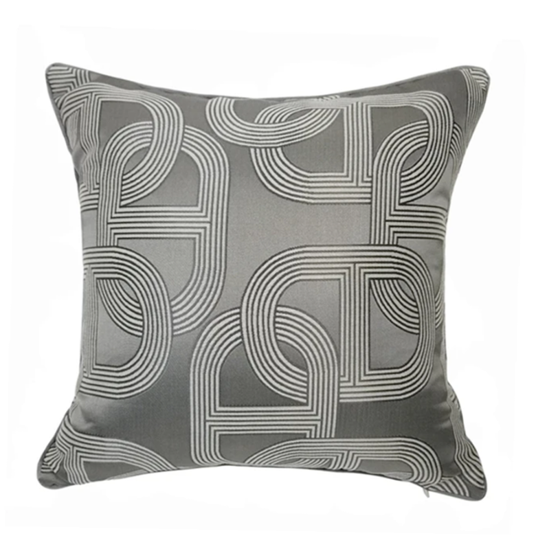 Contemporary Geometry Dark Grey Chain Ellipse Sofa Chair Cushion Cover, 18x18inch, set of 1